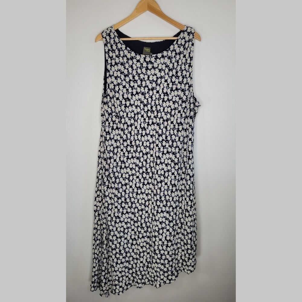 TAYLOR WOMAN Ditsy Floral Sleeveless Dress Size 26W Asymmetrical Hem Lined